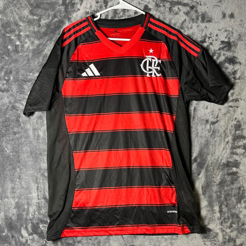 Adidas Flamengo Home Soccer Jersey Men's Size Large L Red Black CRF Aeroready